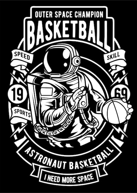 Astronaut basketball | Premium Vector
