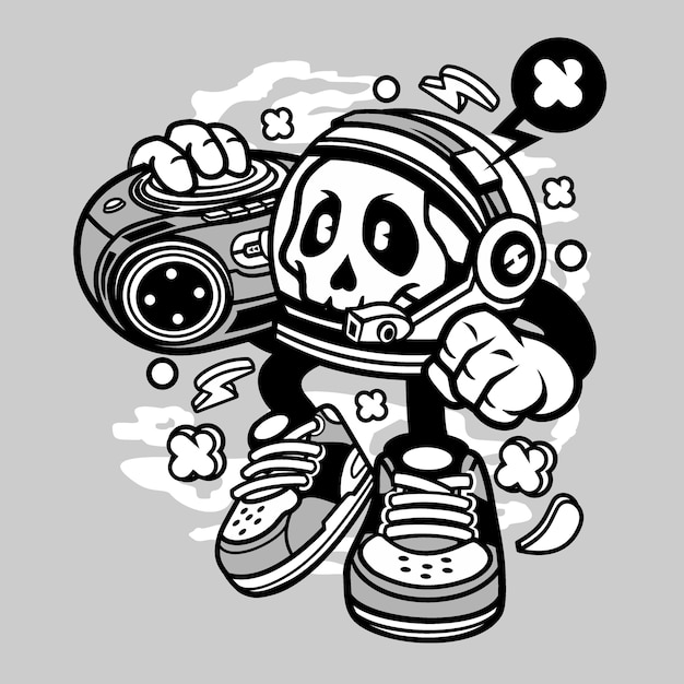 Premium Vector | Astronaut boombox cartoon