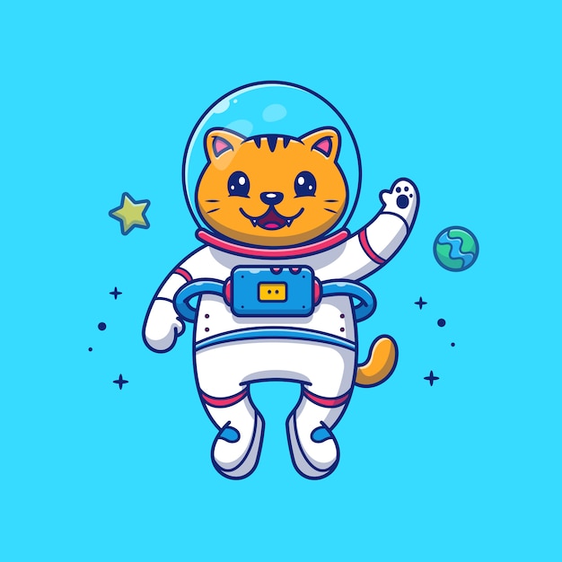 Astronaut cat illustration. | Premium Vector