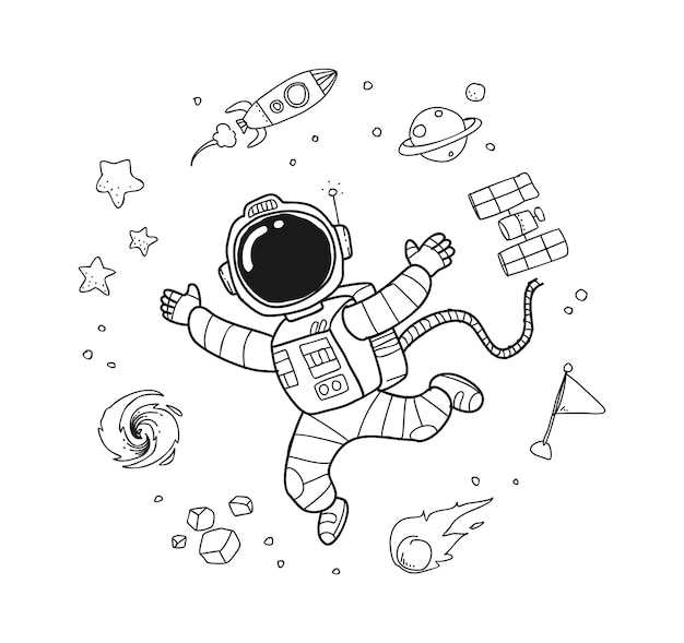 Premium Vector Astronaut Doodle