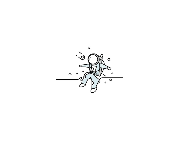 Premium Vector Astronaut falling down in a space flat line art