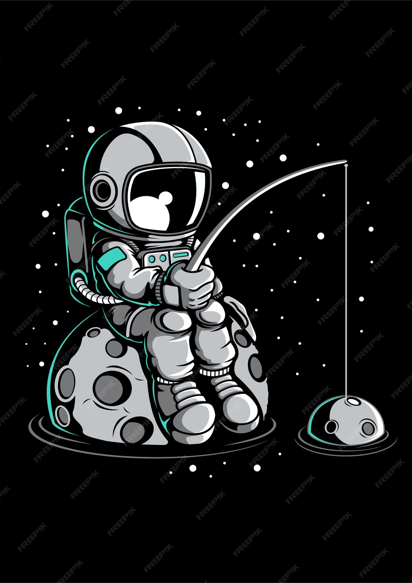 Premium Vector Astronaut Fishing