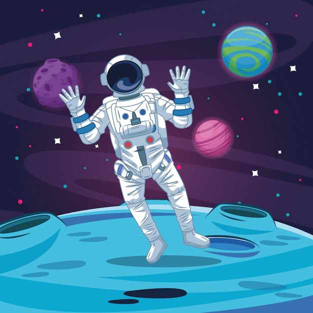 Premium Vector Astronaut In The Galaxy Cartoon 7501