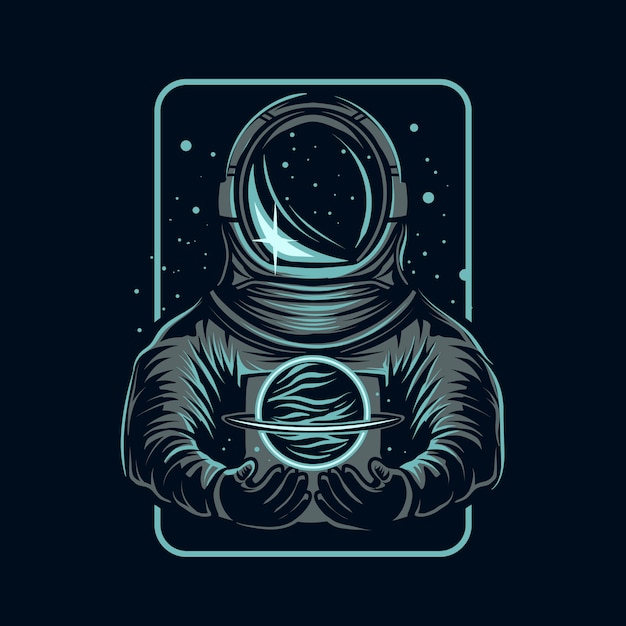 Premium Vector Astronaut Hold A Planet Illustration 8629