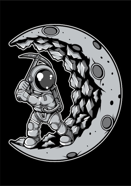 宇宙飛行士ムーンディガー漫画のキャラクター プレミアムベクター