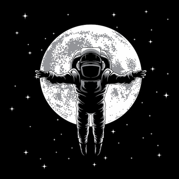 Premium Vector | Astronaut on the moon illustration vector