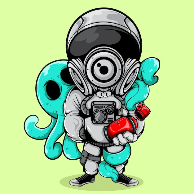 Premium Vector | The astronaut and the octopus