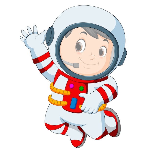 Premium Vector | Astronaut outfit waving hand