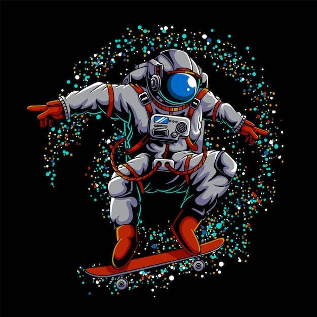 Premium Vector Astronaut Skateboard Outer Space Illustration