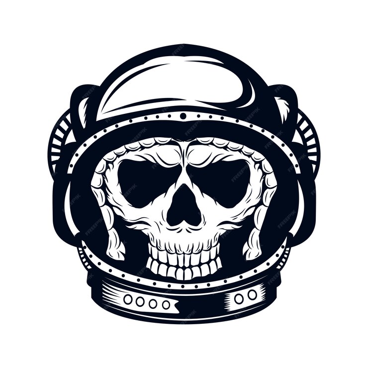 Premium Vector | Astronaut skull vector coloring page coloring book