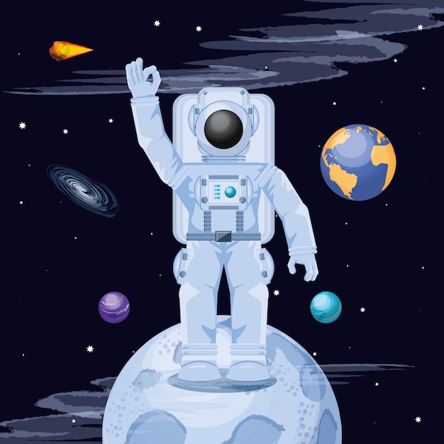 Premium Vector | Astronaut In The Space Character