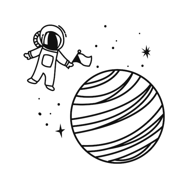 Premium Vector | Astronaut in the space universe holding flag close to ...