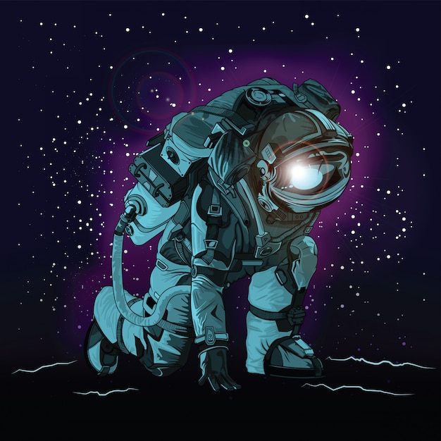 Astronaut in spacesuit on space Premium Vector