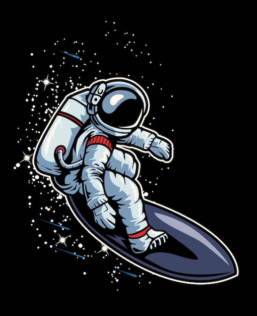 Premium Vector | Astronaut surfing in the space