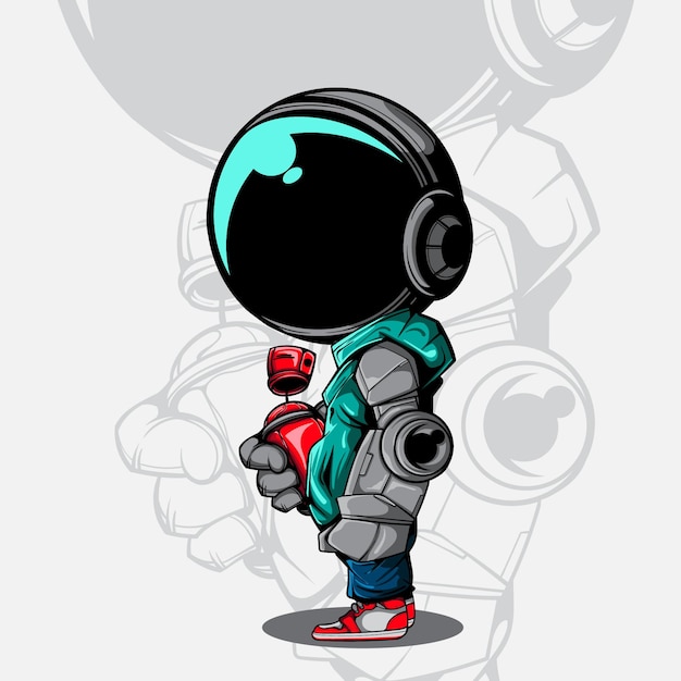 Premium Vector | Astronaut vector illustration with robot hand and ...