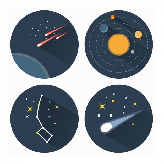 Astronomy icons collection Vector | Free Download