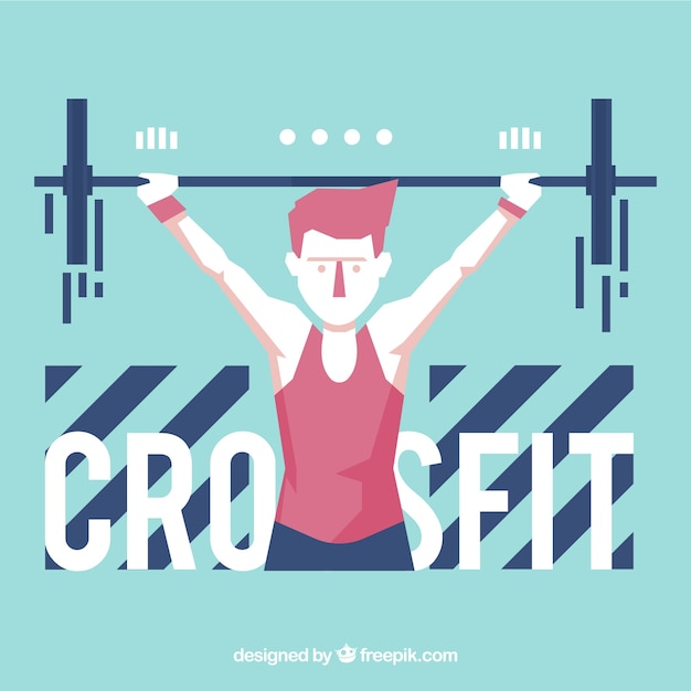 Athlete background with dumbbells in flat
design