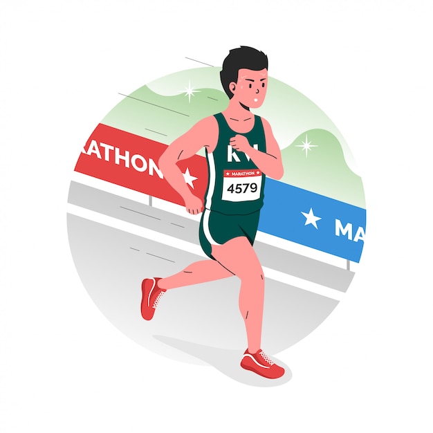 Premium Vector Athlete participate at yearly marathon in the city
