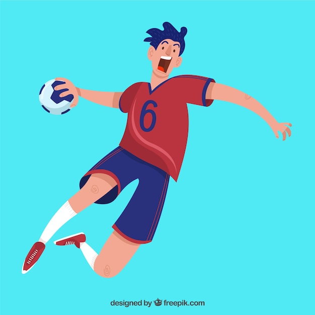 Athletic handball player with flat\
design