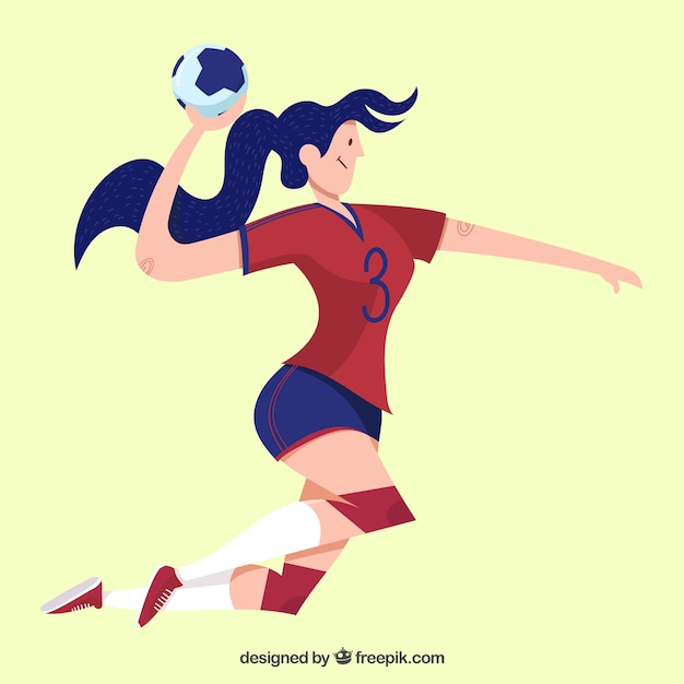 Athletic handball player with flat\
design