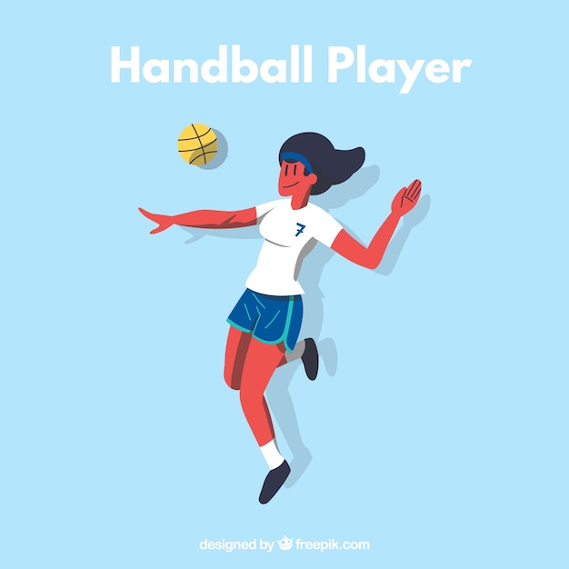 Athletic handball player with flat
design