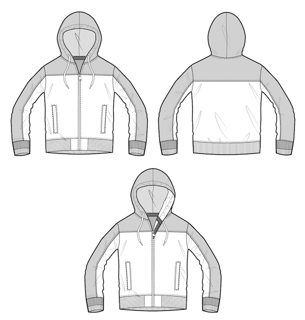 Athletic jaket fashion flat technical drawing template | Premium Vector