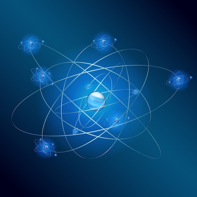 Premium Vector | Atom on blue background