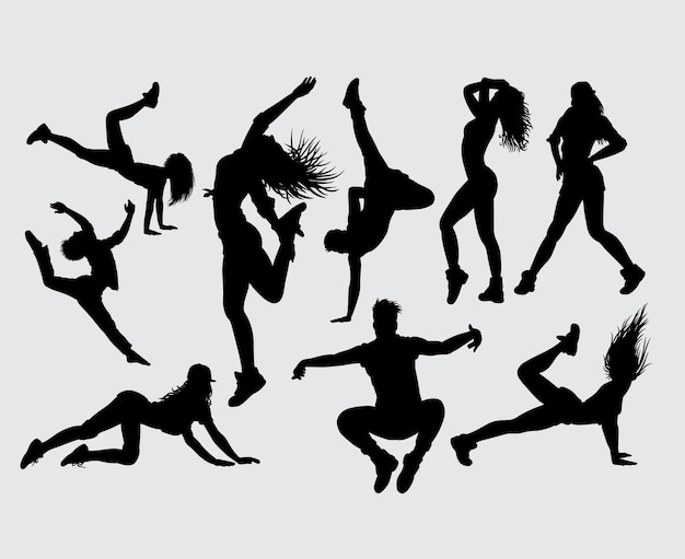 Attractive dancing and sport silhouette | Premium Vector