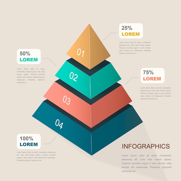 Premium Vector | Attractive infographic template design with pyramid ...