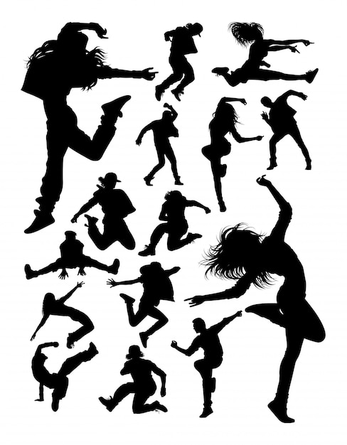 Attractive modern dancer silhouettes. | Premium Vector