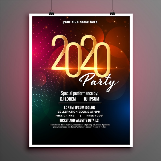 Free Vector Attractive New Year Event Party Flyer Template