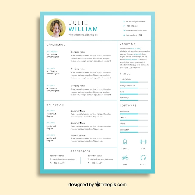 Premium Vector | Attractive online curriculum template