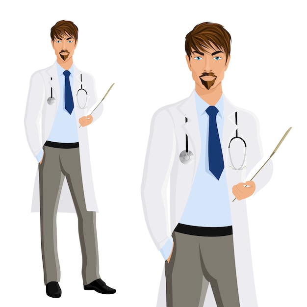 Download Attractive young man doctor with clipboard and ...