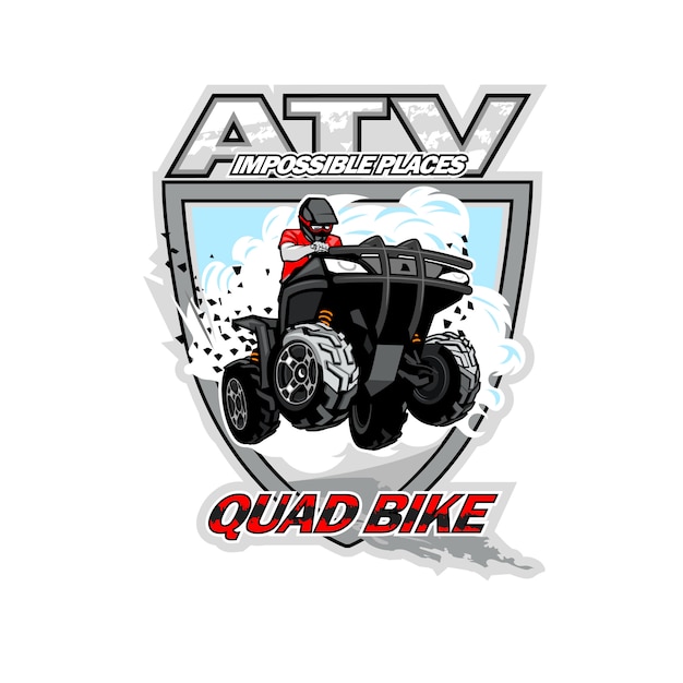 Atv Quadバイクのロゴ プレミアムベクター