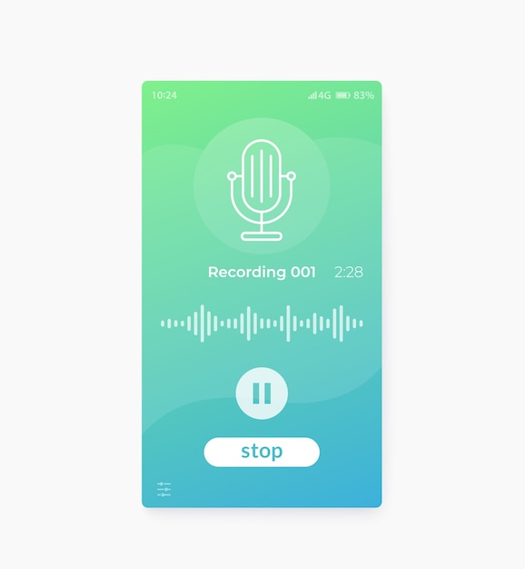 Premium Vector Audio Recording App Mobile Ui Design