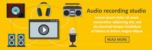 Premium Vector Audio Recording Studio Banner Horizontal Concept