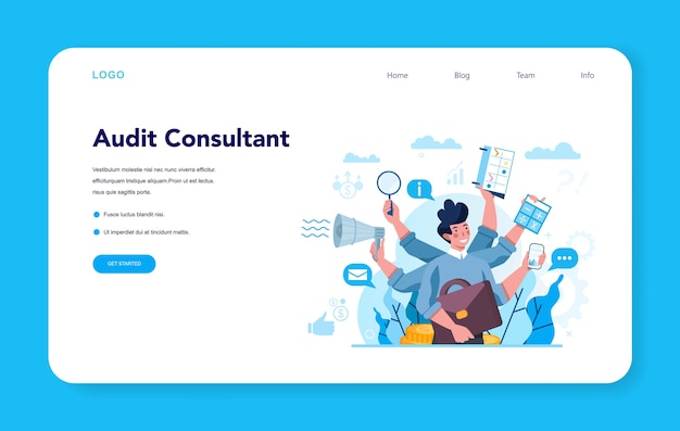 Premium Vector | Audit consultant web banner or landing page