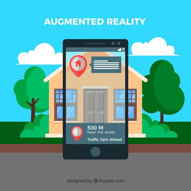 Augmented reality background in flat style Free Vector Augmented reality background in flat style Free Vector