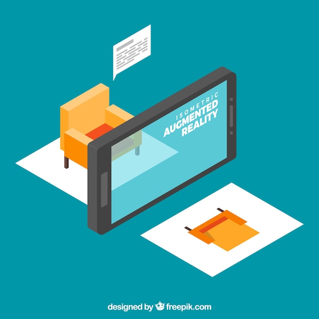 Augmented reality background in isometric style Free Vector