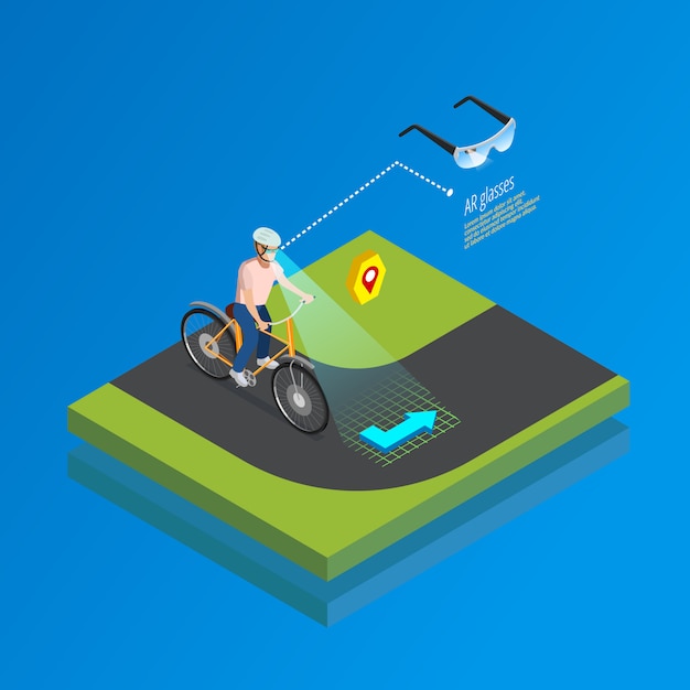 Augmented reality navigation gadget isometric poster Free Vector