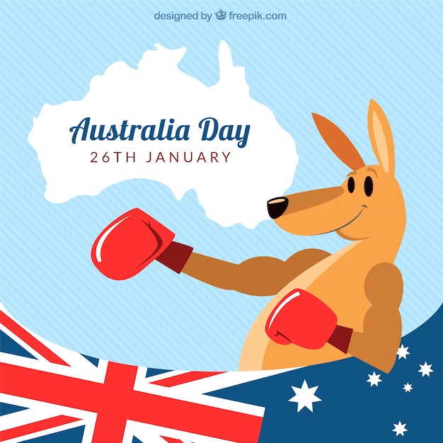Australia day background of kangaroo with
boxing gloves