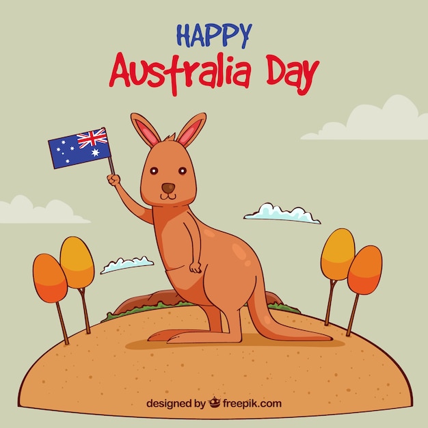 Australia day design with kangaroo in
desert