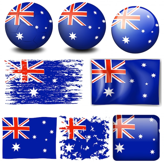 異なるアイテムのイラストにオーストラリアの国旗 無料のベクター
