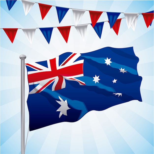 Australia flag waved on blue Vector | Free Download