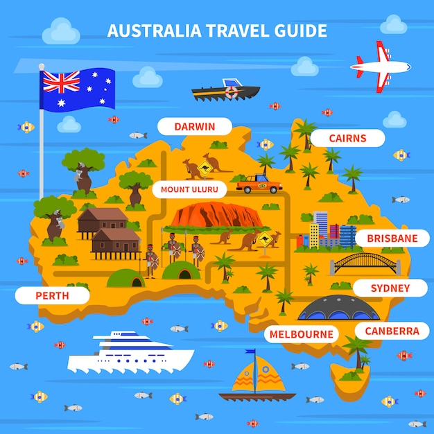 Free Vector | Australia travel guide illustration