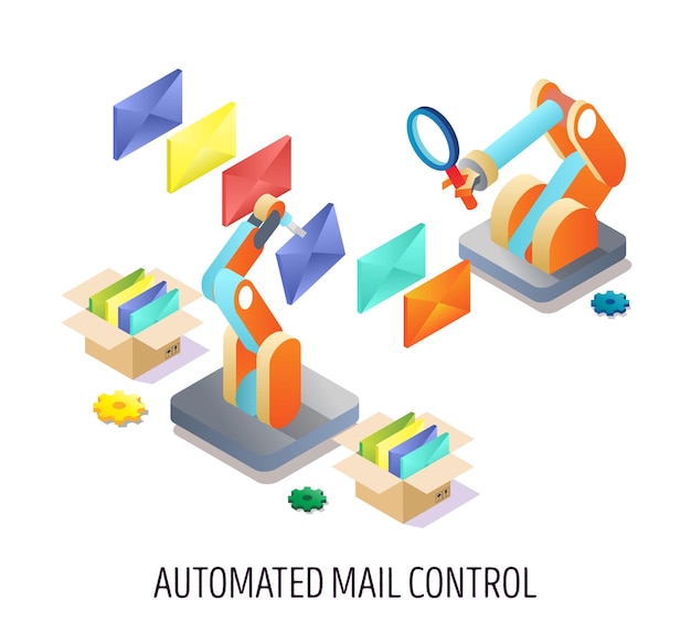 Premium Vector Automated email control, vector isometric illustration