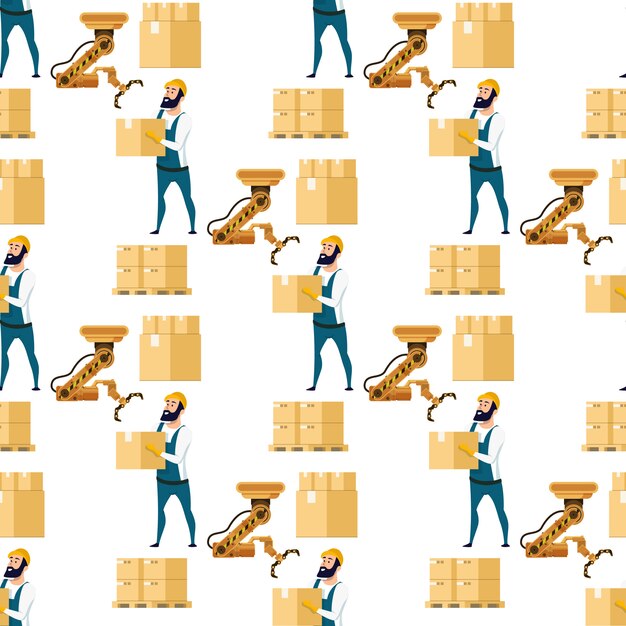Automatic box packing device seamless pattern Premium Vector