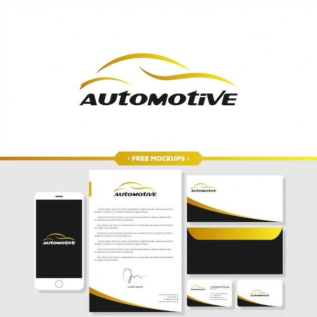 Download Automotive car logo branding with stationery mockup ...