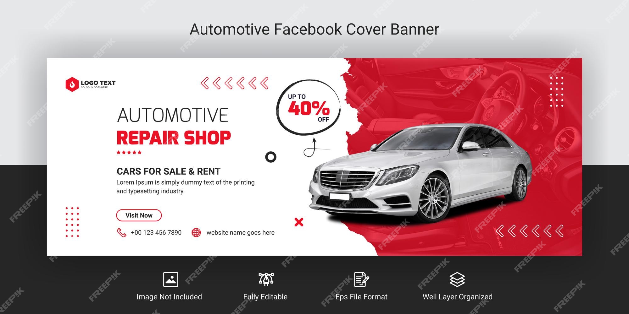 Premium Vector | Automotive social media facebook cover banner template