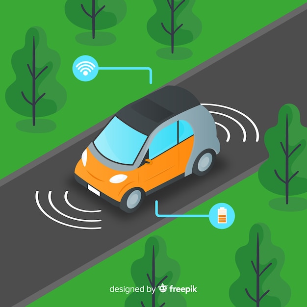 Autonomous car with flat design Free Vector